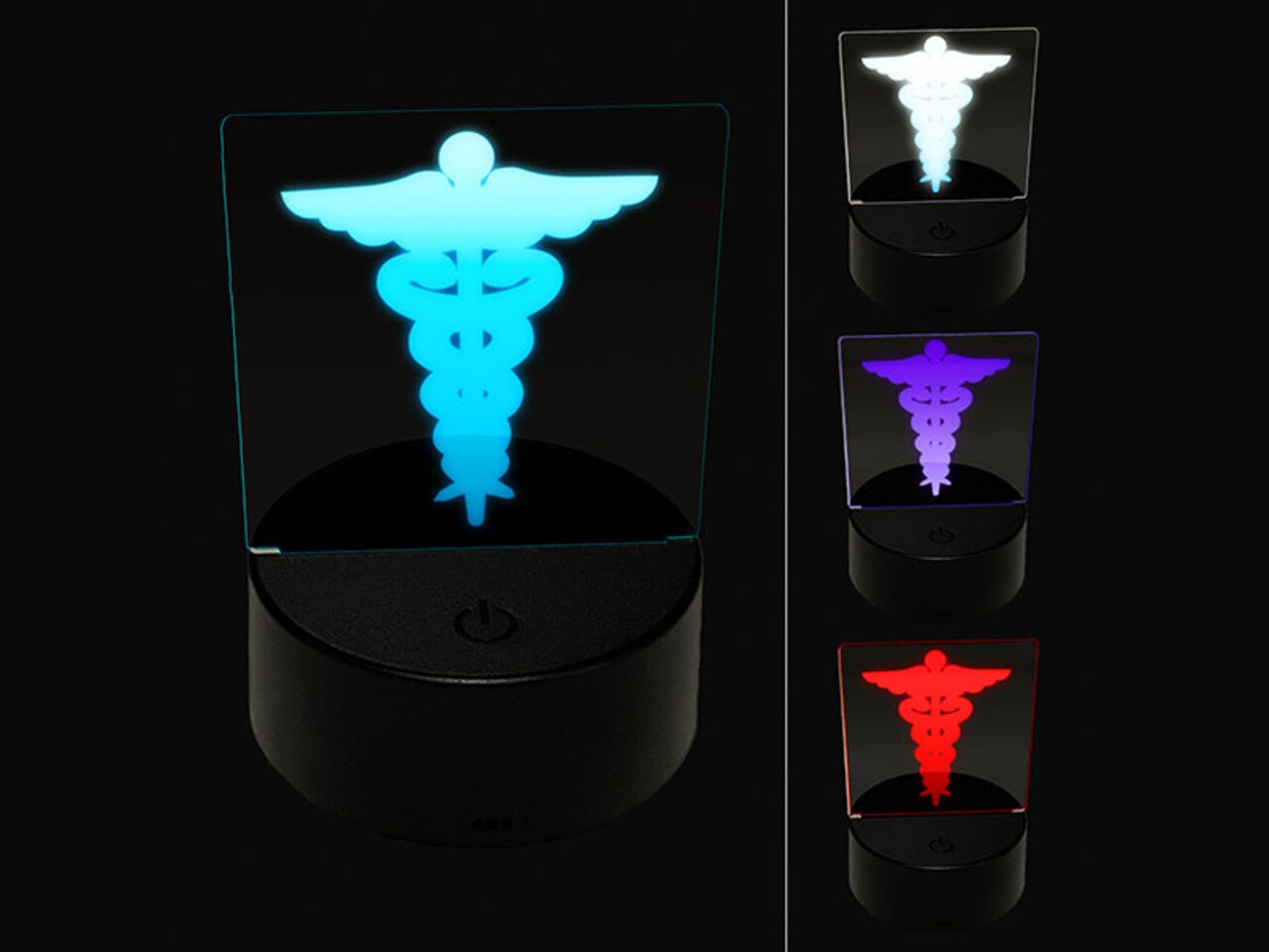 Staff of Hermes Silhouette Caduceus Medical Symbol 3D Illusion LED Night Light Sign Nightstand Desk Lamp